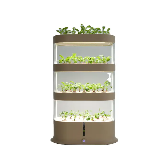 3 Layers 48 Pots Smart Hydroponic System with LED lights and remote control for indoor gardening.