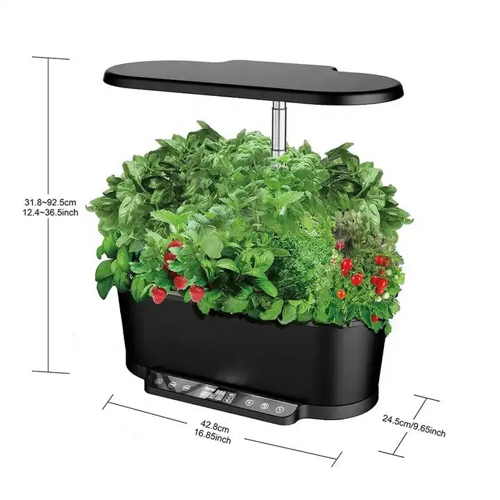 15 Pots Smart Hydroponic System with LED grow light and integrated water pump for indoor gardening.