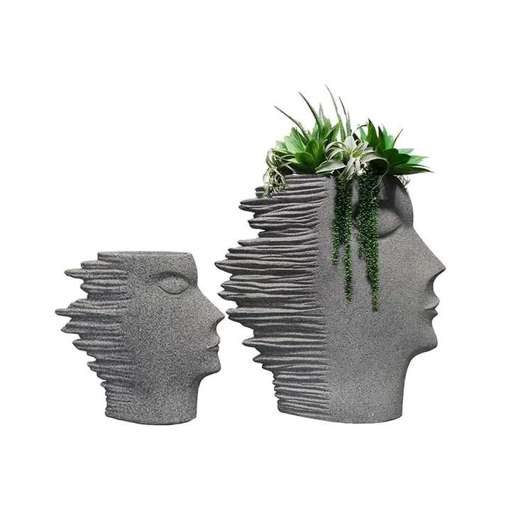 Human Face Fiberglass Pot
