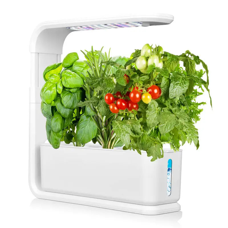 Smart Hydroponic System with LED Grow Light and Three Pots for Indoor Gardening