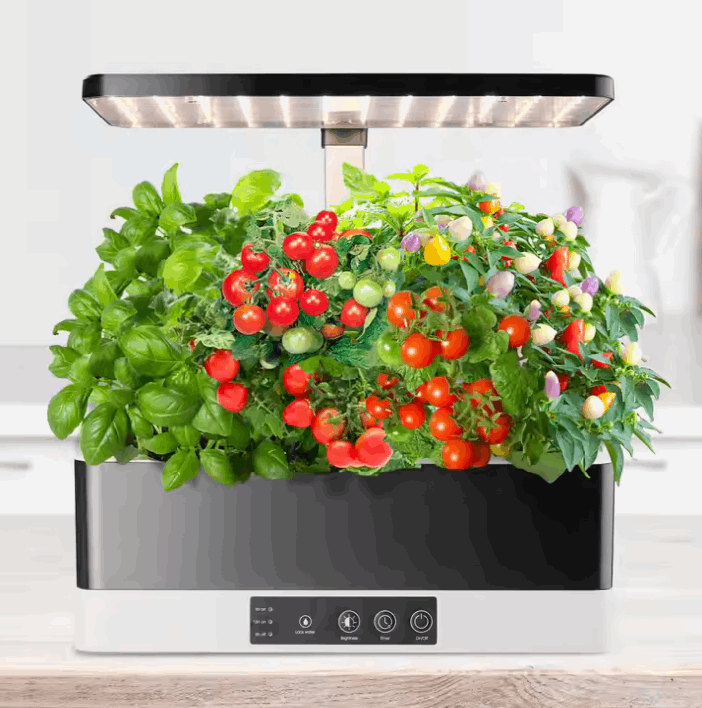 11 Pots Smart Hydroponic System with LED grow light for indoor gardening of herbs, vegetables, and flowers.
