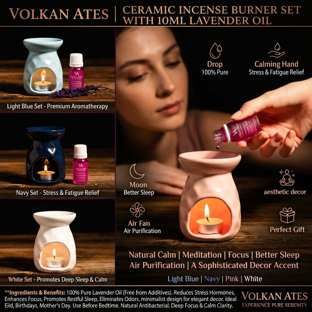 Ceramic Incense Burners Set With Lavender Oil 10ml