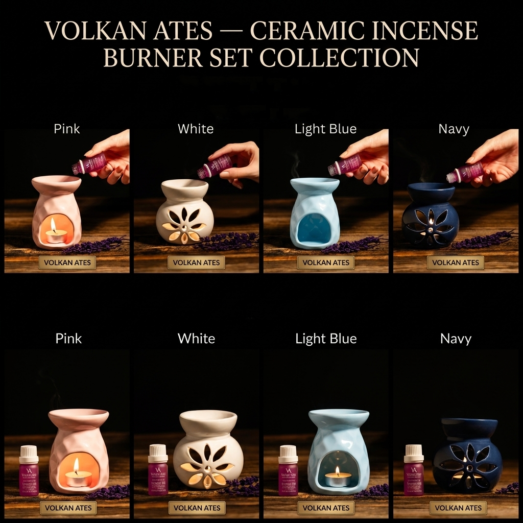 Ceramic Incense Burners Set With Lavender Oil 10ml
